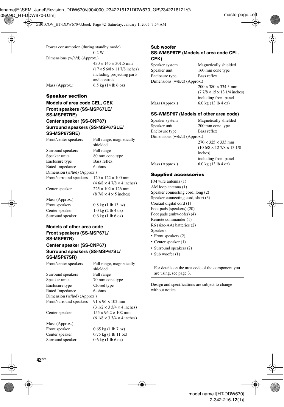 Sony HTDDW670 User Manual | Page 42 / 44