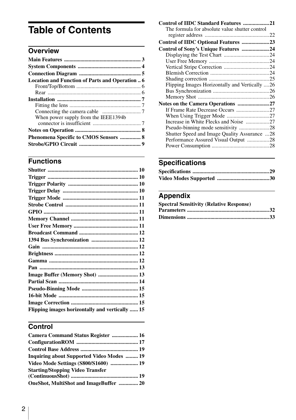 Sony XCD-MV6 User Manual | Page 2 / 34