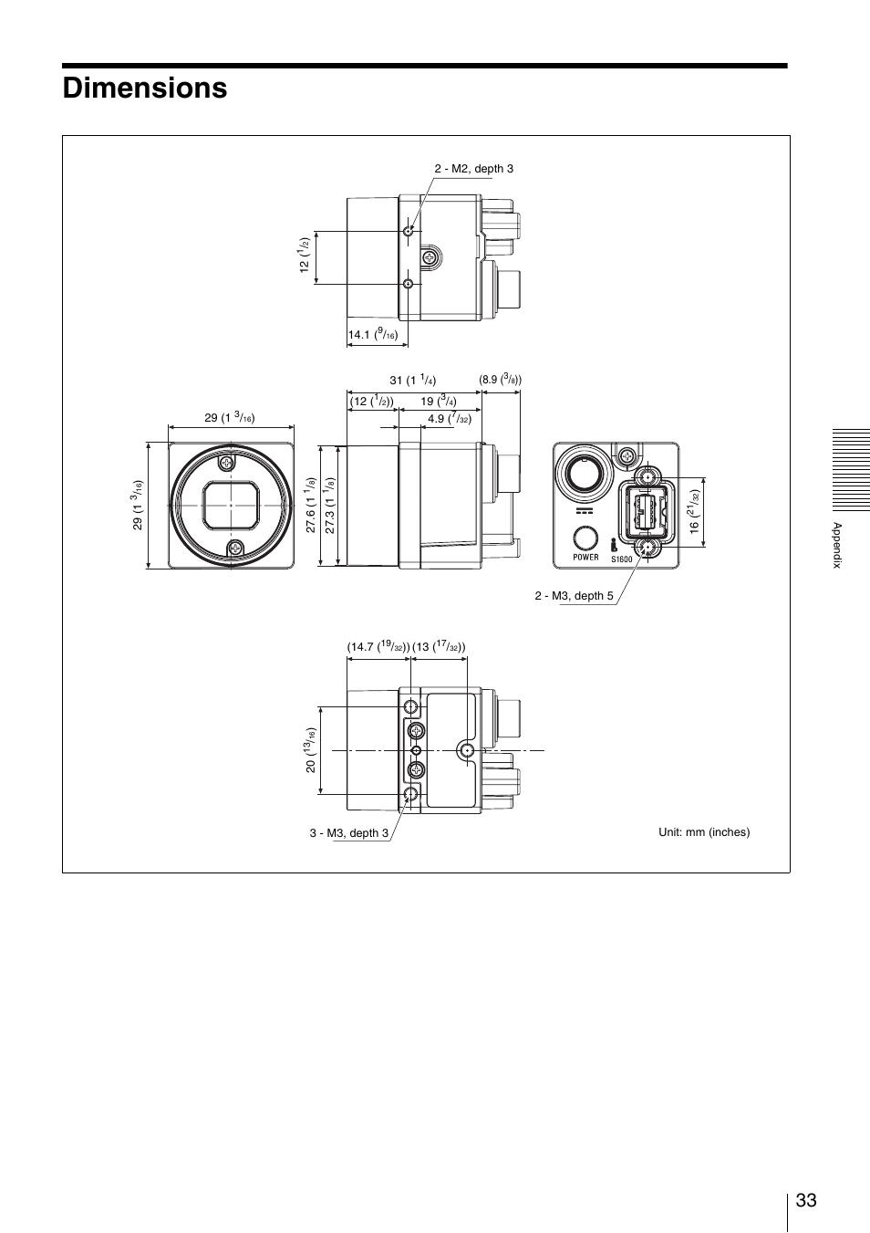 Dimensions | Sony XCD-MV6 User Manual | Page 33 / 34