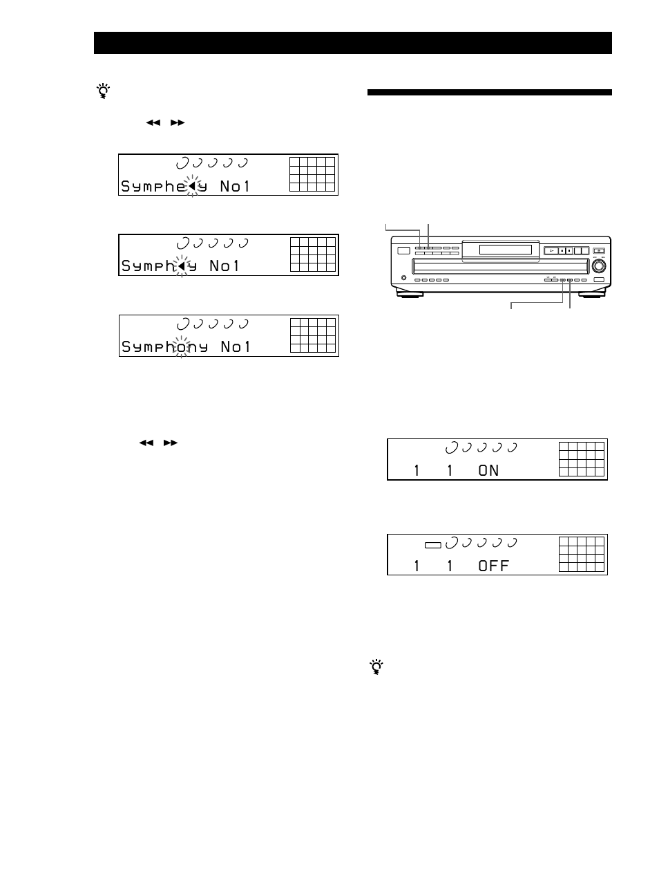 1 1 o f f, 1 1 o n | Sony CDP-CE535 User Manual | Page 82 / 116