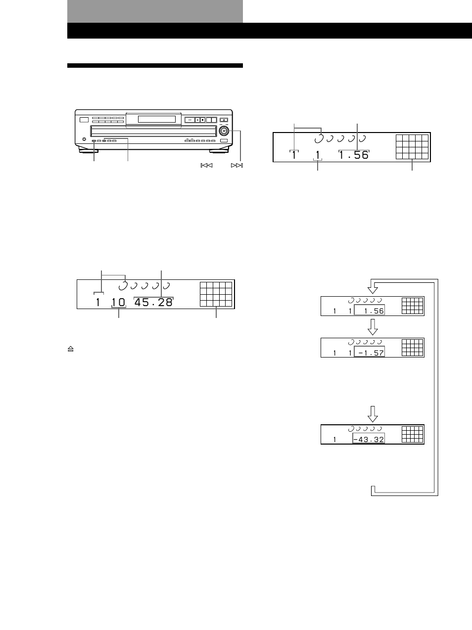 Teckenfönstret, Spela cd-skivor, Visa information om återstående speltid | Visa information medan en skiva spelas, I teckenfönstret kan du visa information om skivan | Sony CDP-CE535 User Manual | Page 94 / 116