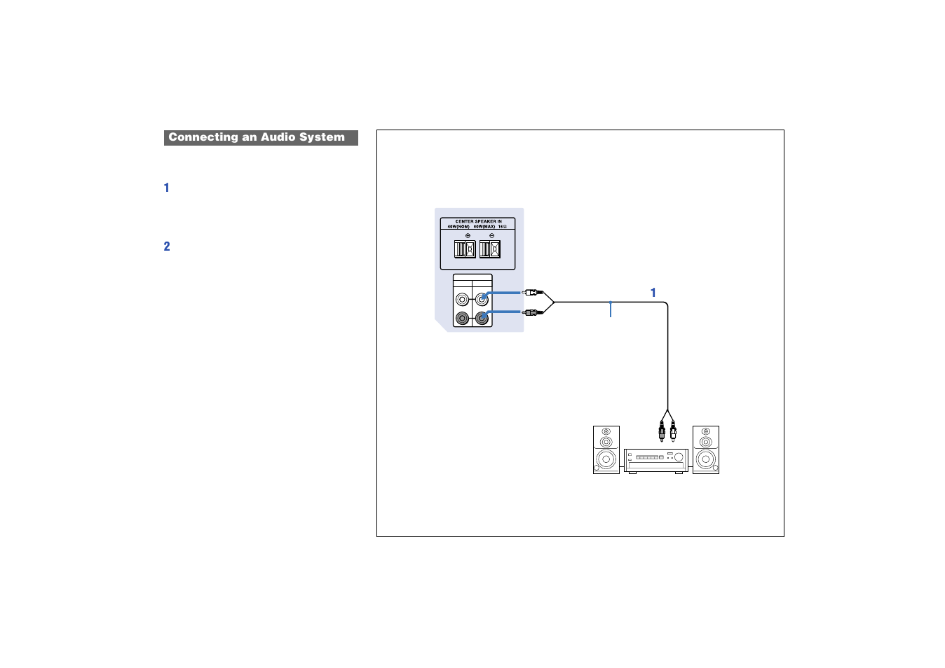 Connecting an audio system | Sony KP 53HS10 User Manual | Page 24 / 66