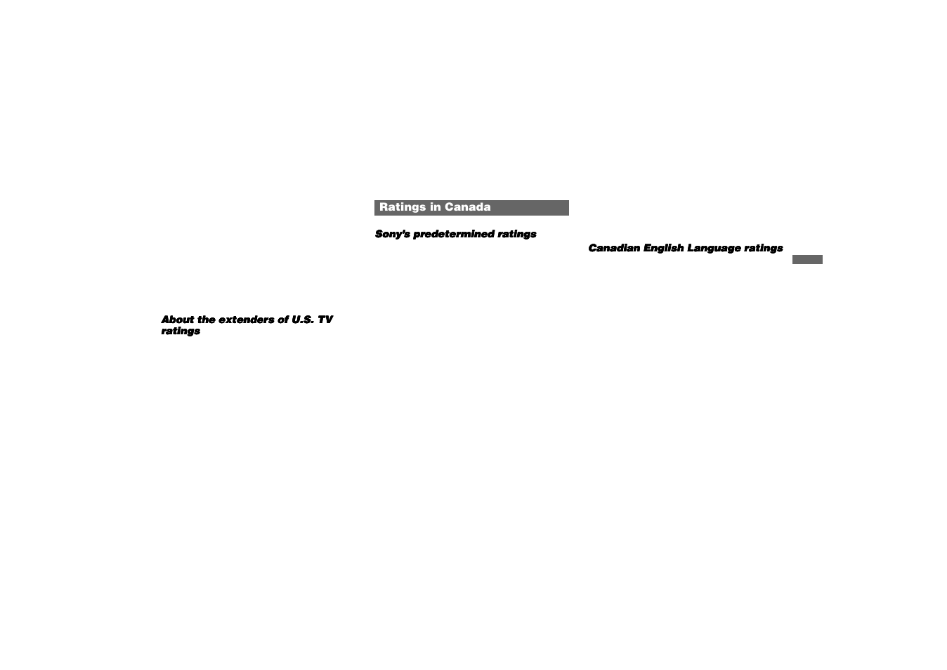 Ratings in canada | Sony KP 53HS10 User Manual | Page 55 / 66