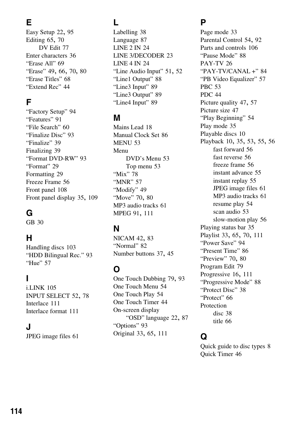 Sony RDR-HX510 User Manual | Page 114 / 116