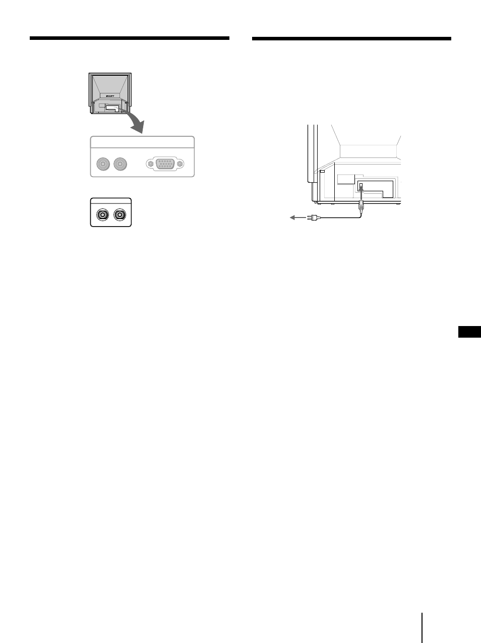 Conexión del cable de alimentación de ca, Para emplear la toma control s out | Sony KL-X9200U User Manual | Page 115 / 176