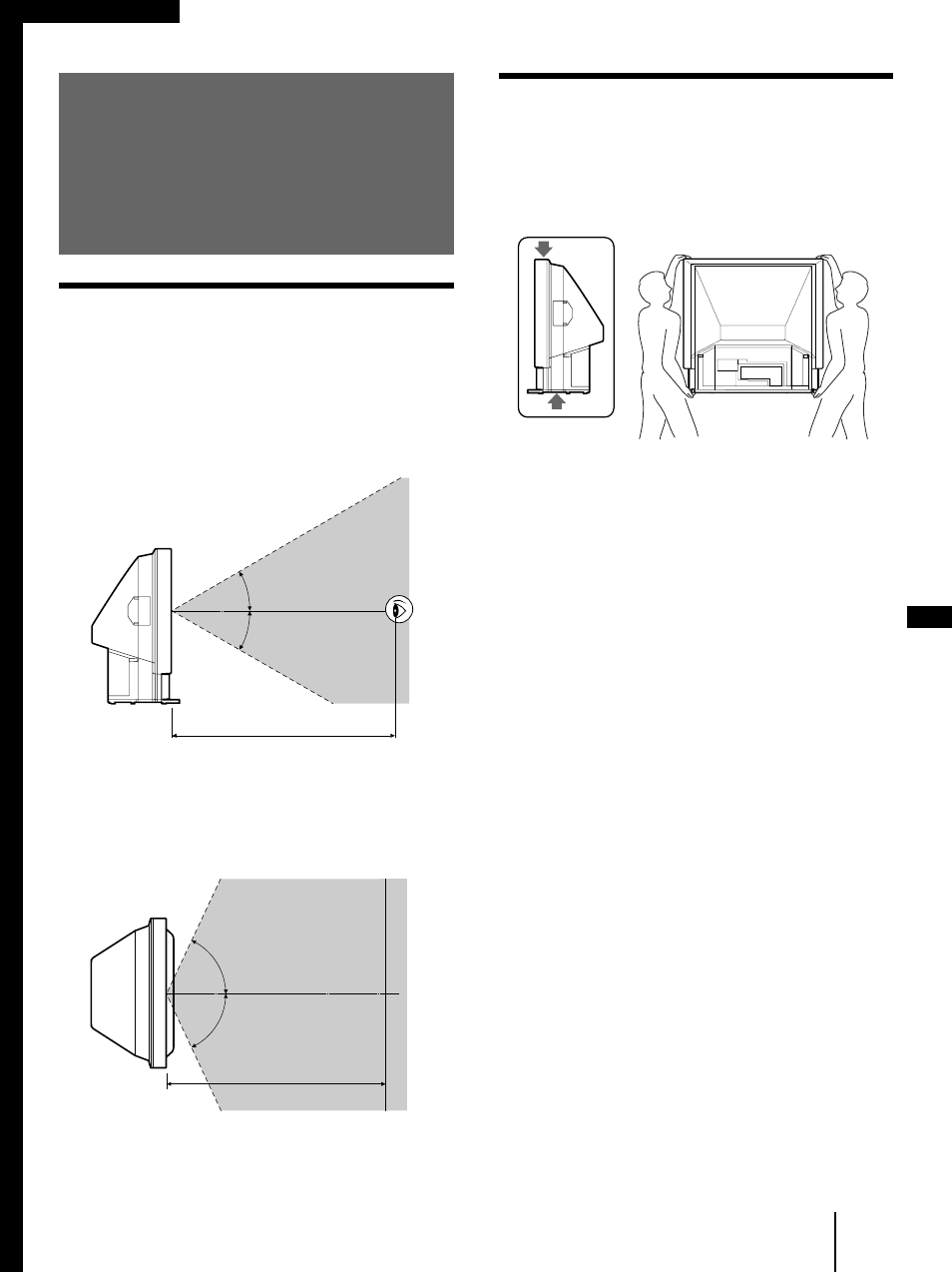 5 schritt 1: aufstellen des projektionsmonitors, Schritt 1: aufstellen des projektionsmonitors | Sony KL-X9200U User Manual | Page 73 / 176