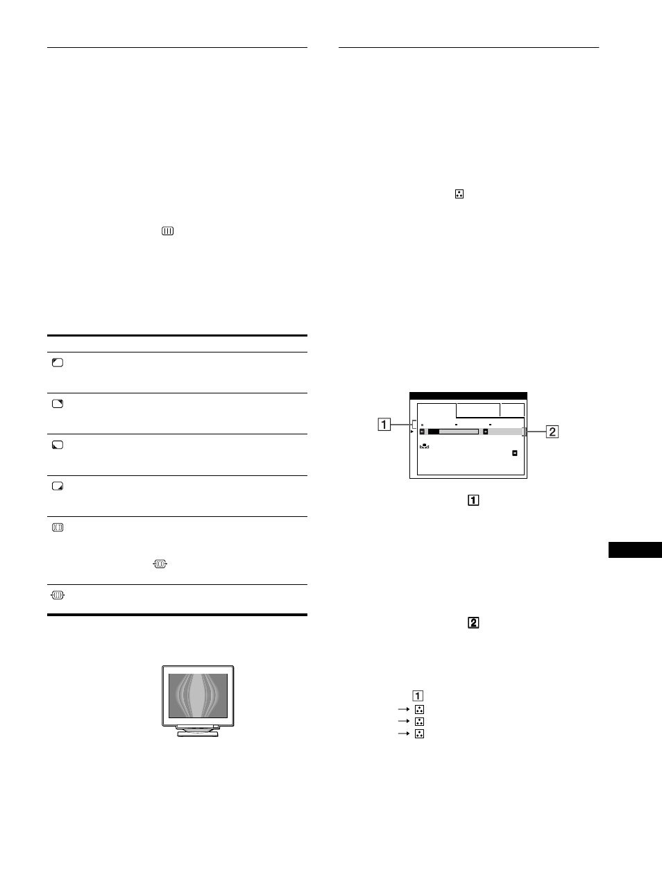 Justera kvaliteten på bilden (bild), Justera bildens färg (färg), Sidan 13) | Bild (sidan 13) | Sony GDM-F500R User Manual | Page 121 / 148