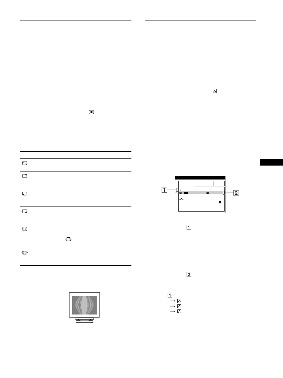 Adjusting the quality of the picture (screen), Adjusting the color of the picture (color) | Sony GDM-F500R User Manual | Page 13 / 148