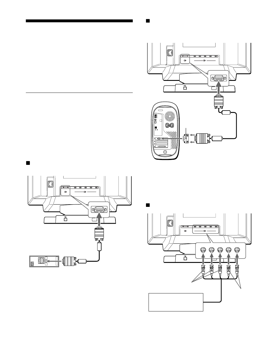 Installation, 1re étape: raccordez le moniteur à l’ordinateur, 1re étape | Xraccordement aux cinq connecteurs bnc | Sony GDM-F500R User Manual | Page 24 / 148