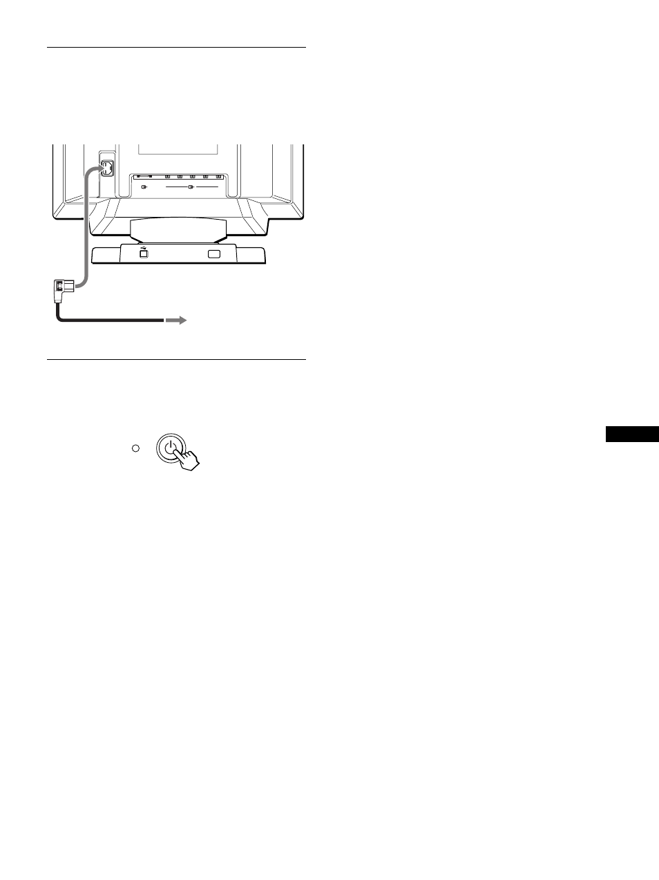 Schritt 2: anschließen des netzkabels, Schritt 3: einschalten von monitor und computer, Schritt 2: ans | Schritt 3: ei, Seite 7, Ac in (seite 7, 7schritt 2: anschließen des netzkabels | Sony GDM-F500R User Manual | Page 43 / 148