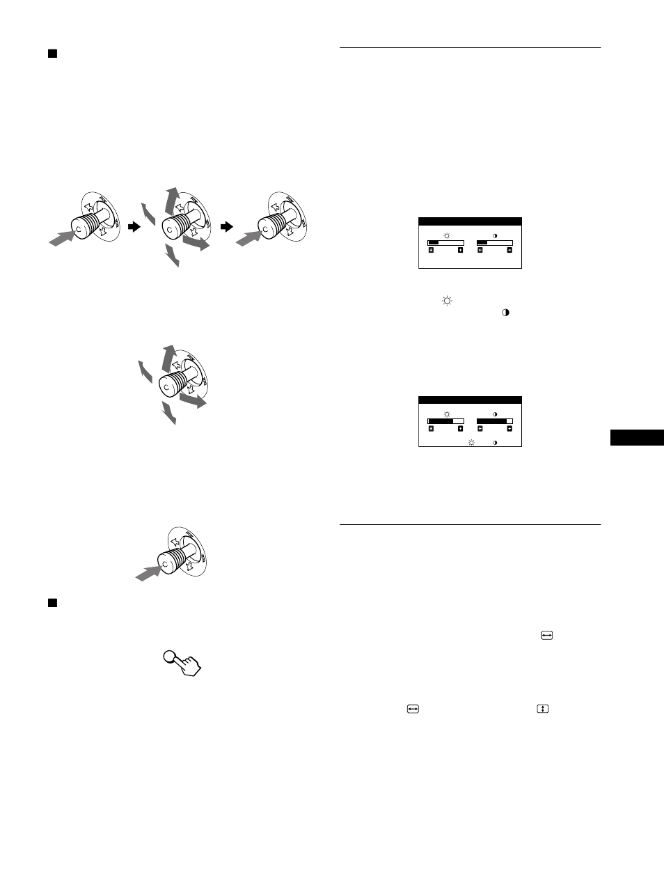 Einstellen von helligkeit und kontrast, Einstellen der bildgröße (grösse), Seite 11) | Sie auf seite 11, Össe (seite 11) | Sony GDM-F500R User Manual | Page 47 / 148