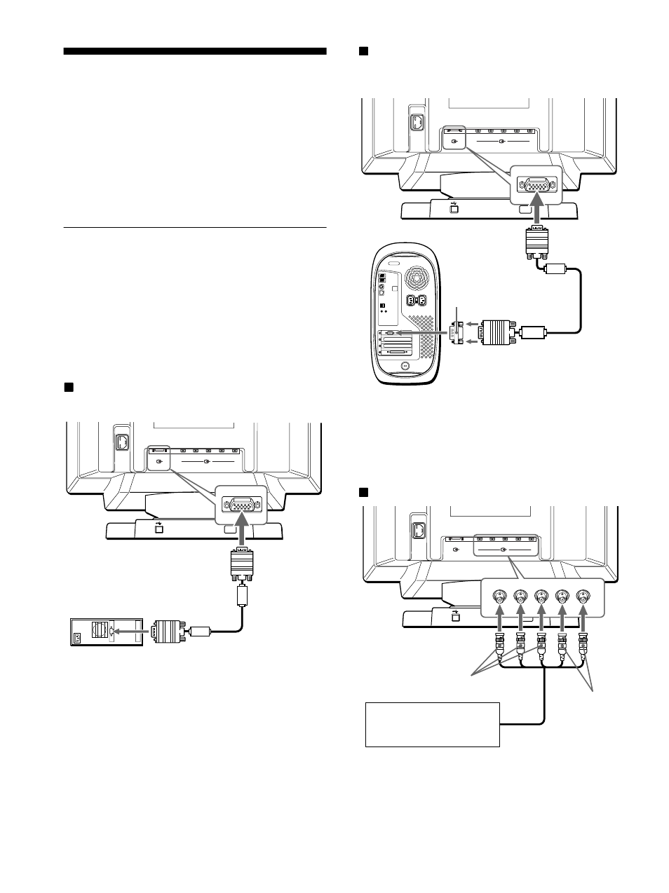 Instalación, Paso 1: conexión del monitor al ordenador, Paso 1 | Xconexión a los cinco conectores bnc | Sony GDM-F500R User Manual | Page 60 / 148