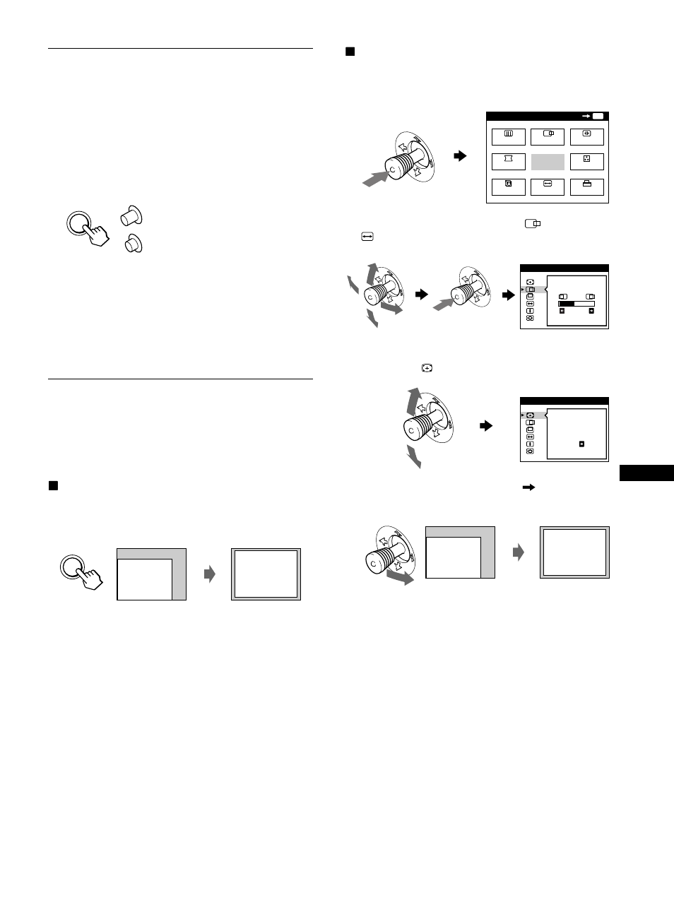 Selección de la señal de entrada, Tamaño y centrado automáticos de la imagen (auto) | Sony GDM-F500R User Manual | Page 63 / 148