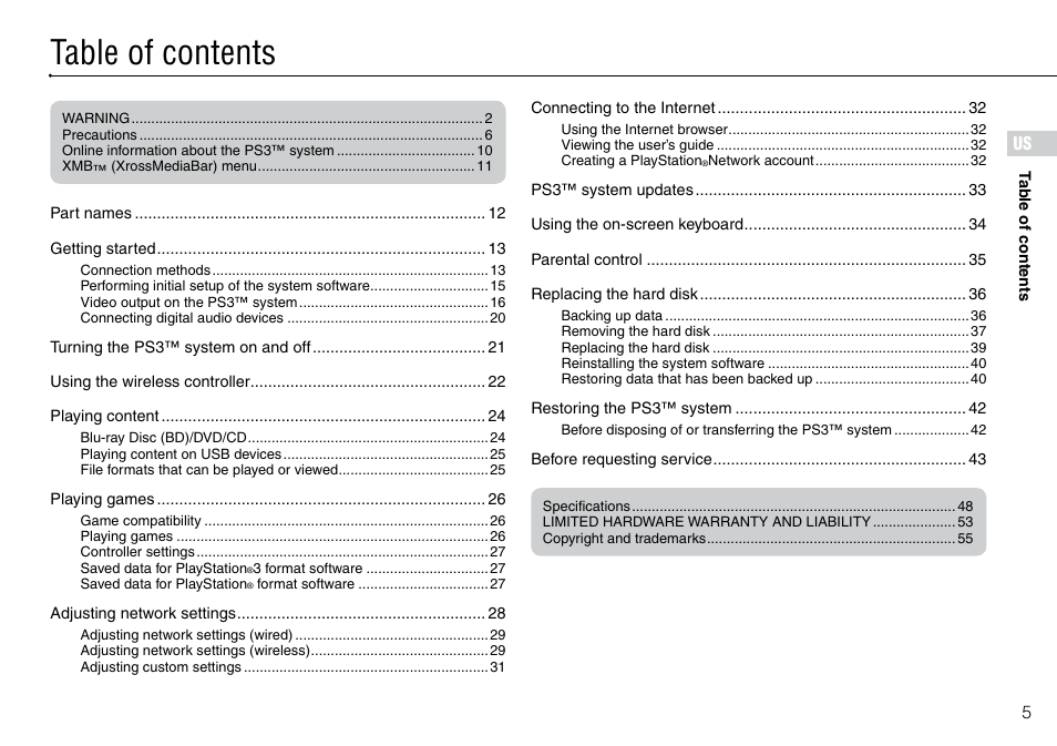 Sony 120GB Playstation 3 CECH-2001B User Manual | Page 5 / 120