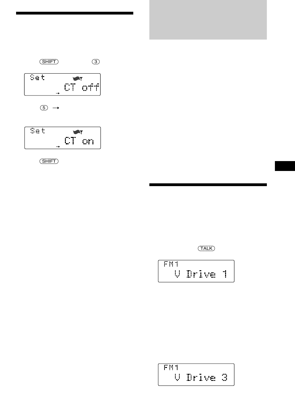 Voice drive, Setting the clock automatically, Selecting a “v drive” box for registration | Sony CDX-C880R User Manual | Page 21 / 178