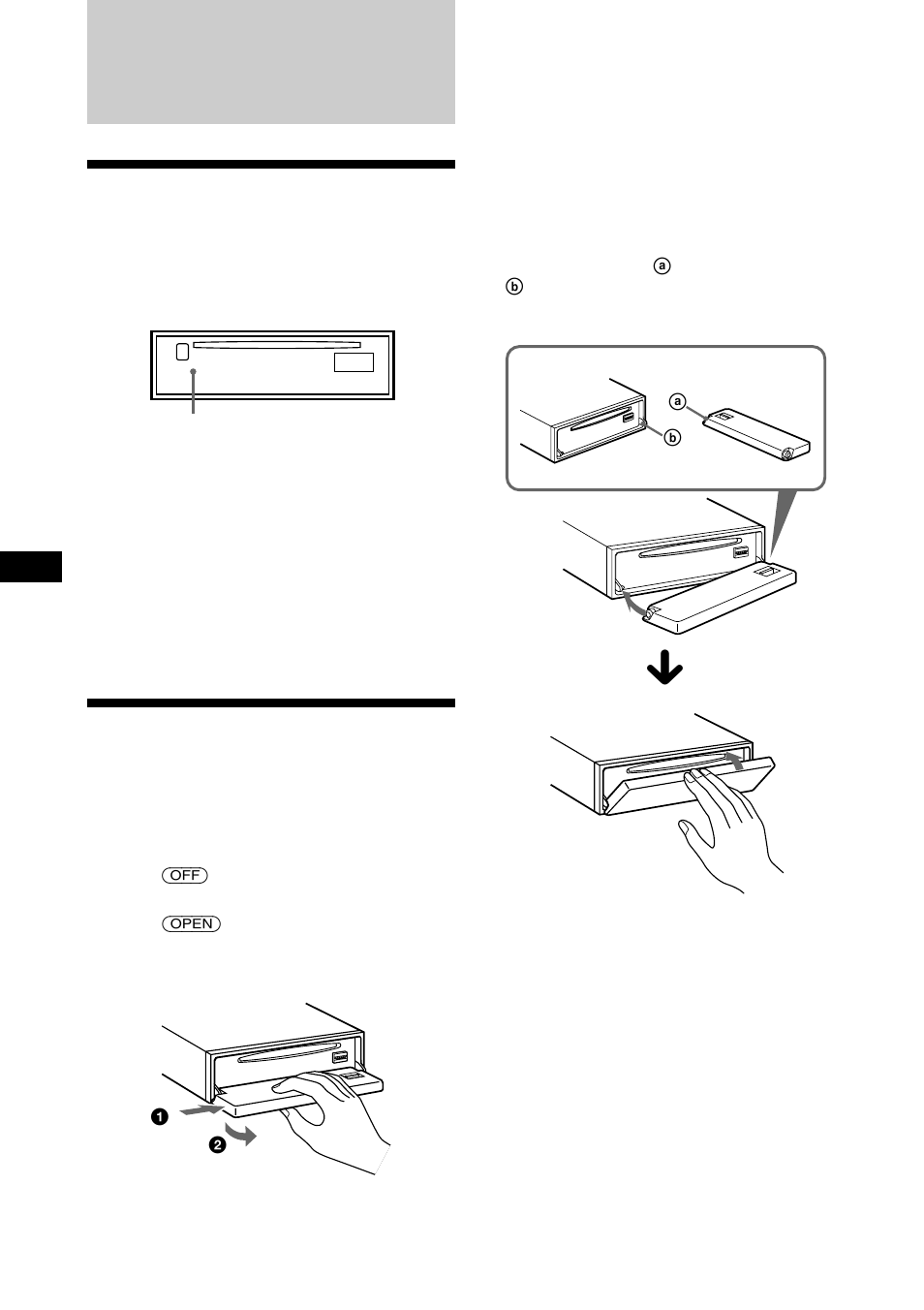 Procedimientos iniciales, Restauración de la unidad, Extracción del panel frontal | Sony CDX-C880R User Manual | Page 50 / 178