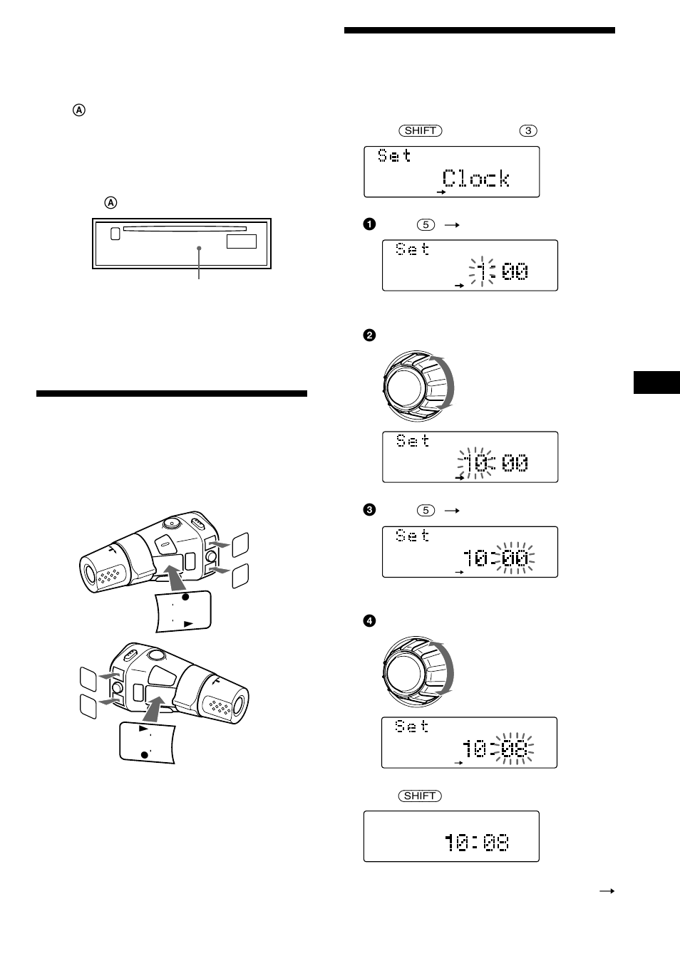Preparing the rotary commander, Setting the clock, En caution alarm | Tir indicator | Sony CDX-C880R User Manual | Page 7 / 178