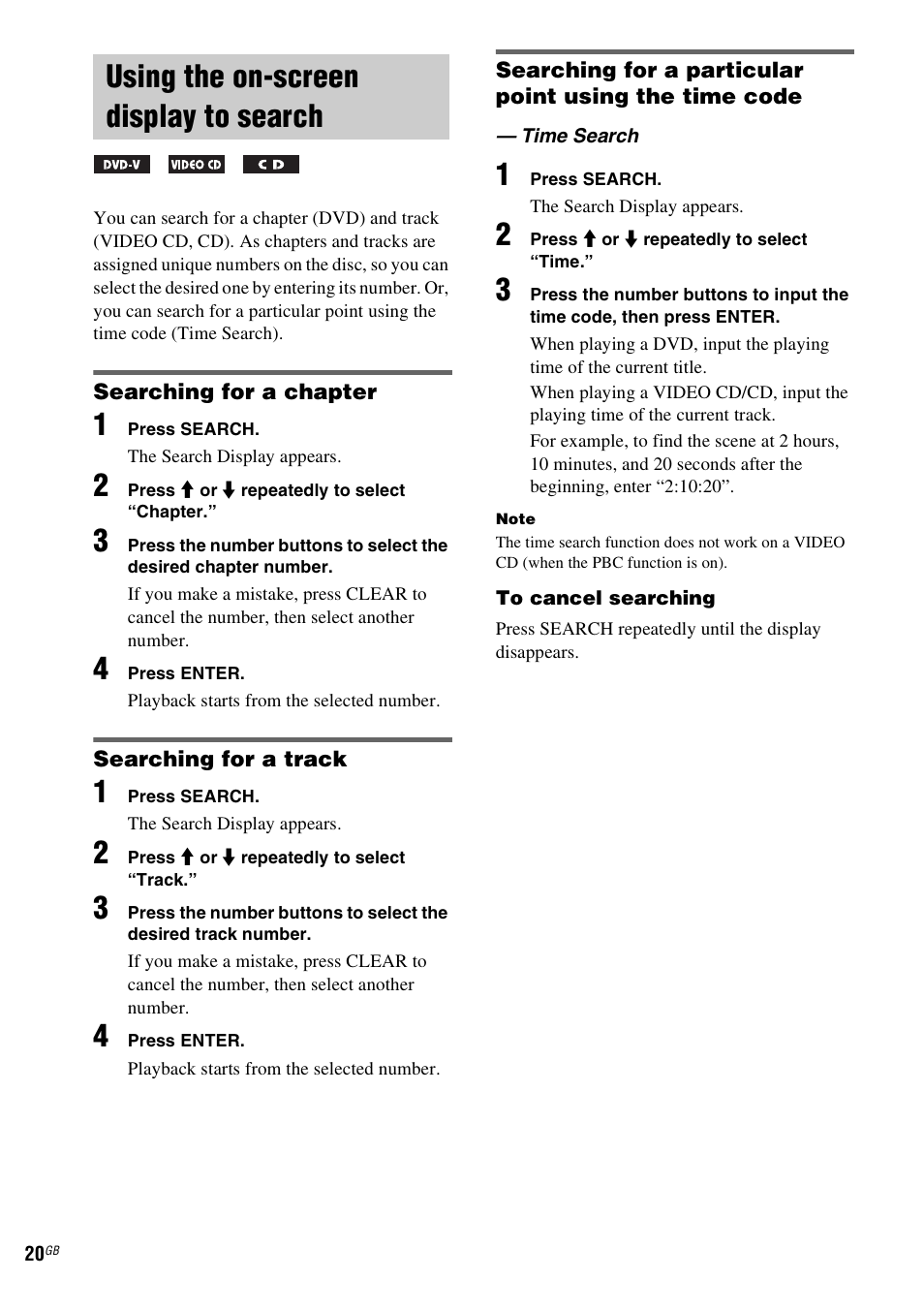 Using the on-screen display to search, Using the on-screen display to, Search | Sony CMT-SX2D User Manual | Page 20 / 60