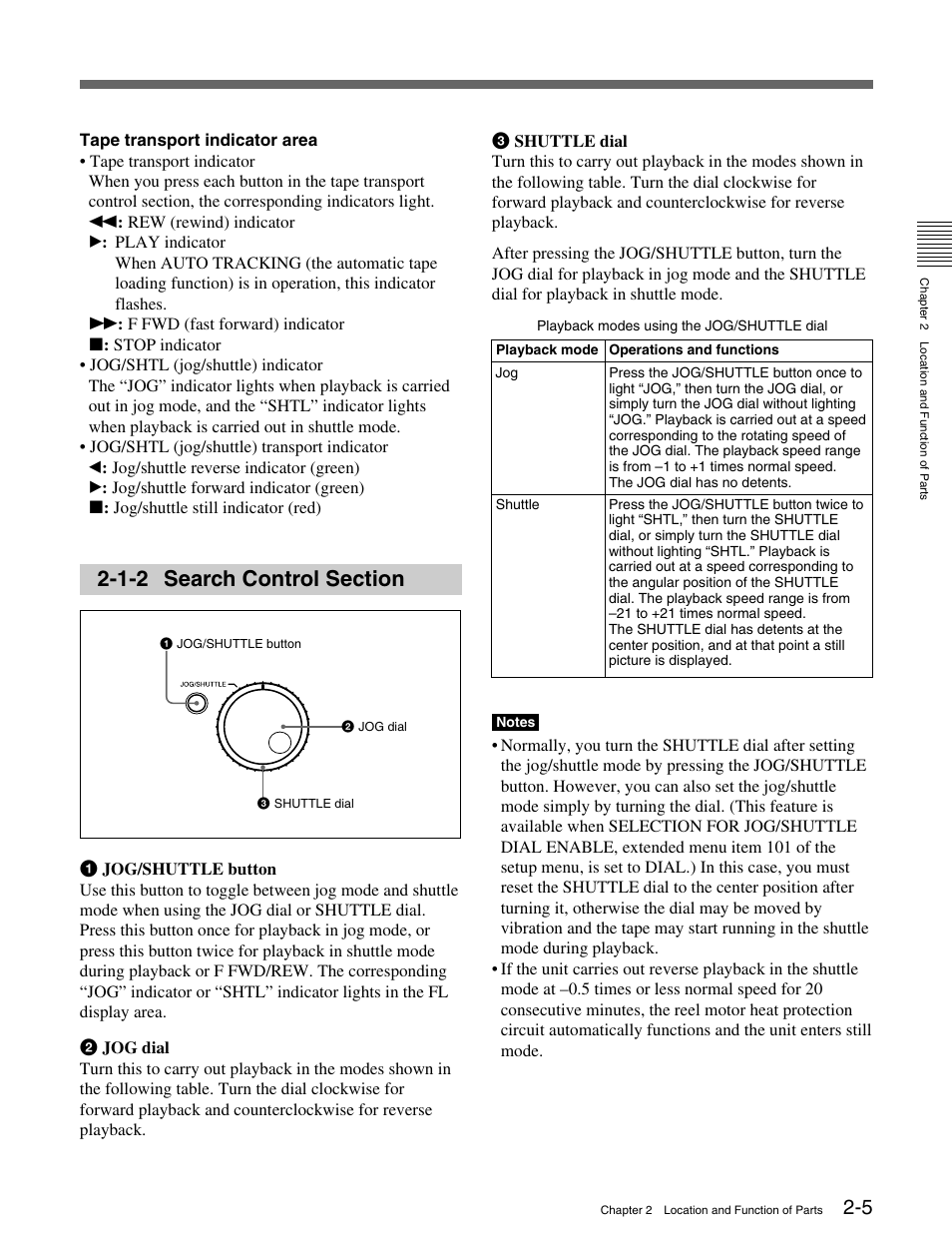 1-2 search control section, 1-2 search control section -5 | Sony HDCAM J-H1 User Manual | Page 16 / 53