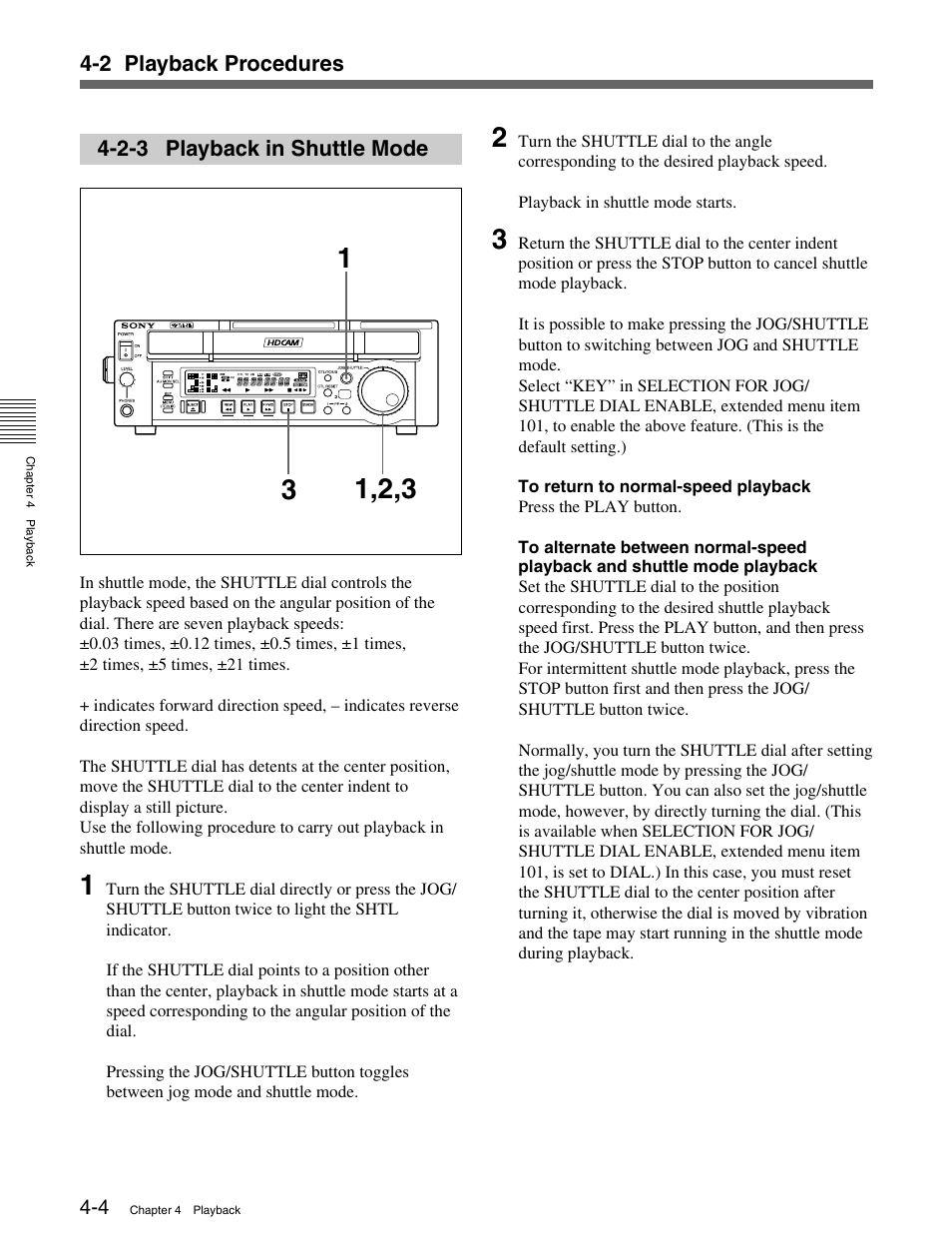 2-3 playback in shuttle mode, 2-3 playback in shuttle mode -4 | Sony HDCAM J-H1 User Manual | Page 25 / 53