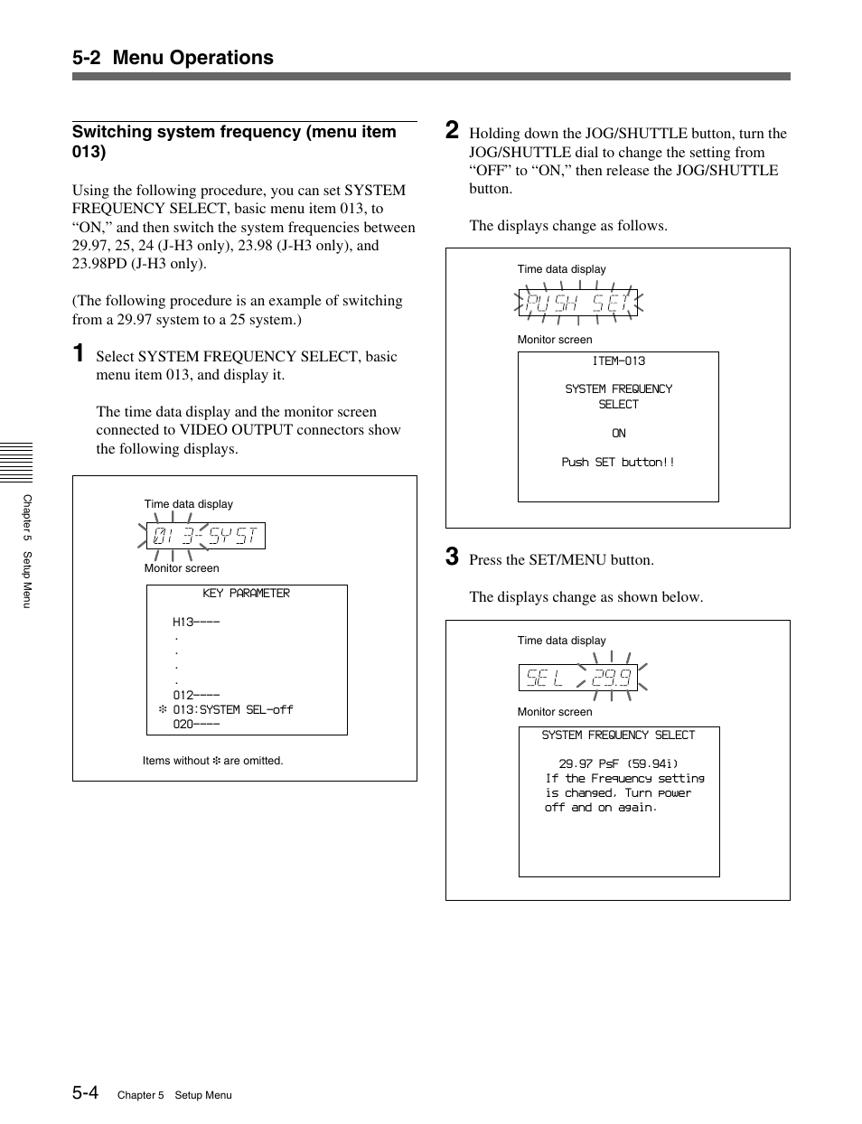 2 menu operations | Sony HDCAM J-H1 User Manual | Page 34 / 53