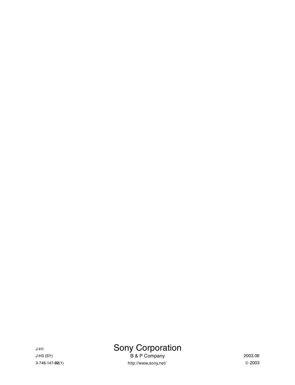 Sony corporation | Sony HDCAM J-H1 User Manual | Page 53 / 53