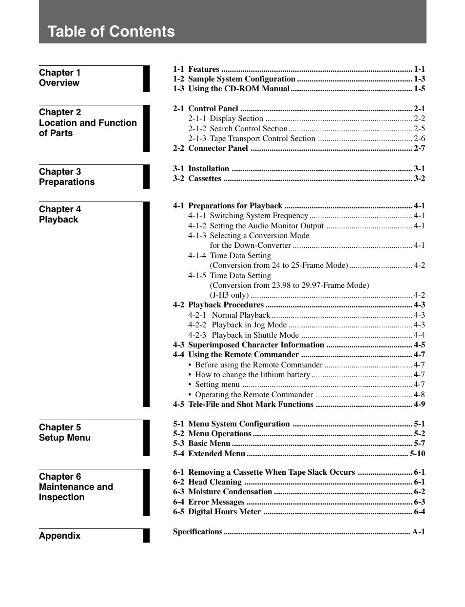 Sony HDCAM J-H1 User Manual | Page 6 / 53