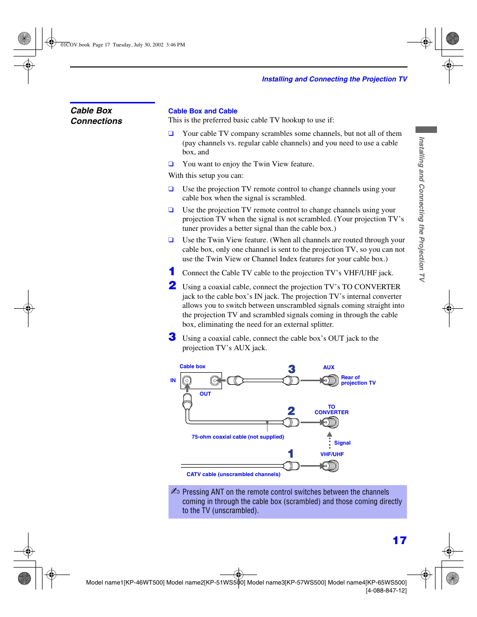 Sony KP 46WT500 User Manual | Page 17 / 82