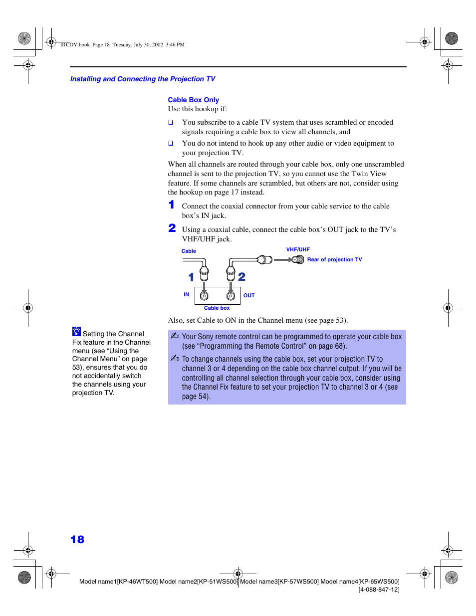 Sony KP 46WT500 User Manual | Page 18 / 82