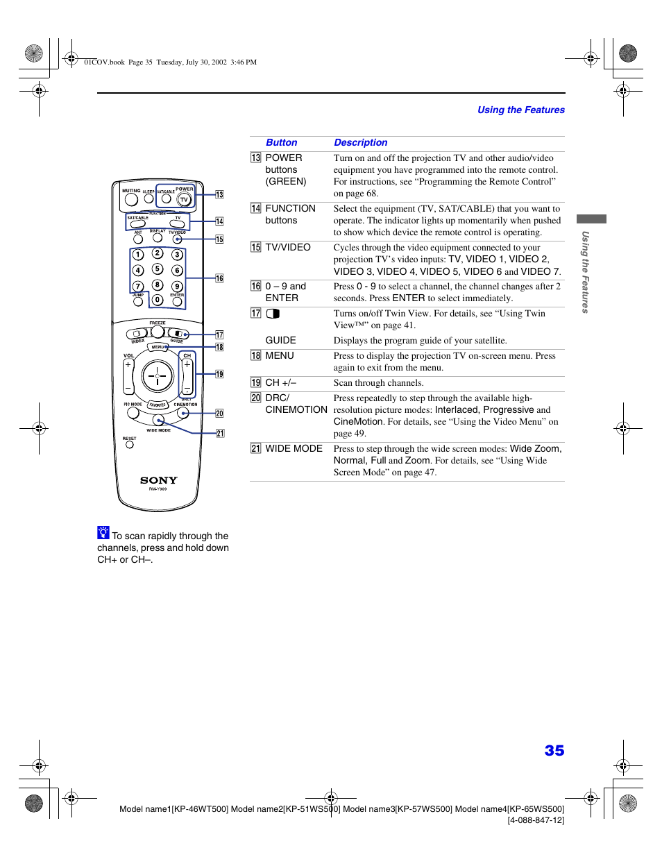 Sony KP 46WT500 User Manual | Page 35 / 82