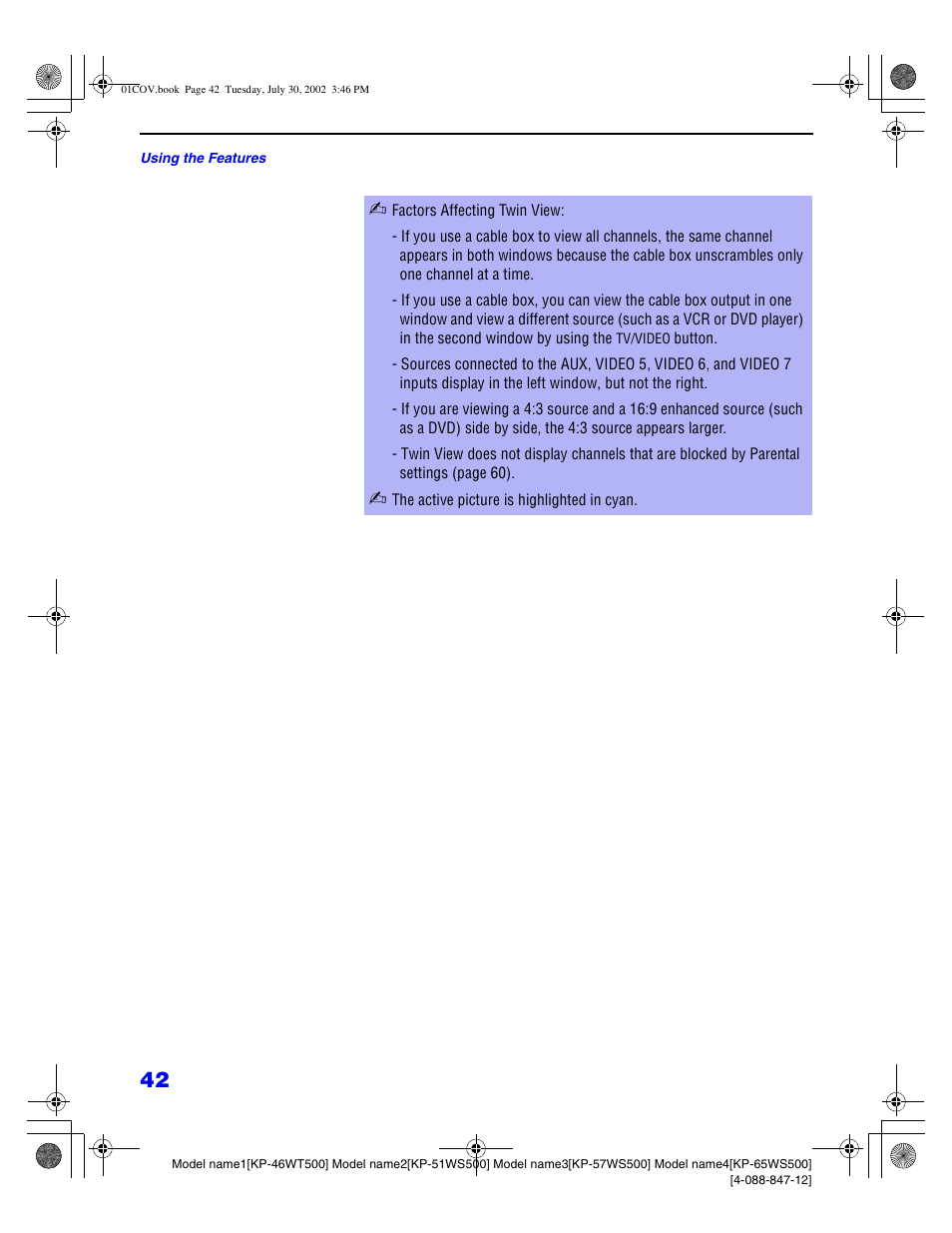 Sony KP 46WT500 User Manual | Page 42 / 82