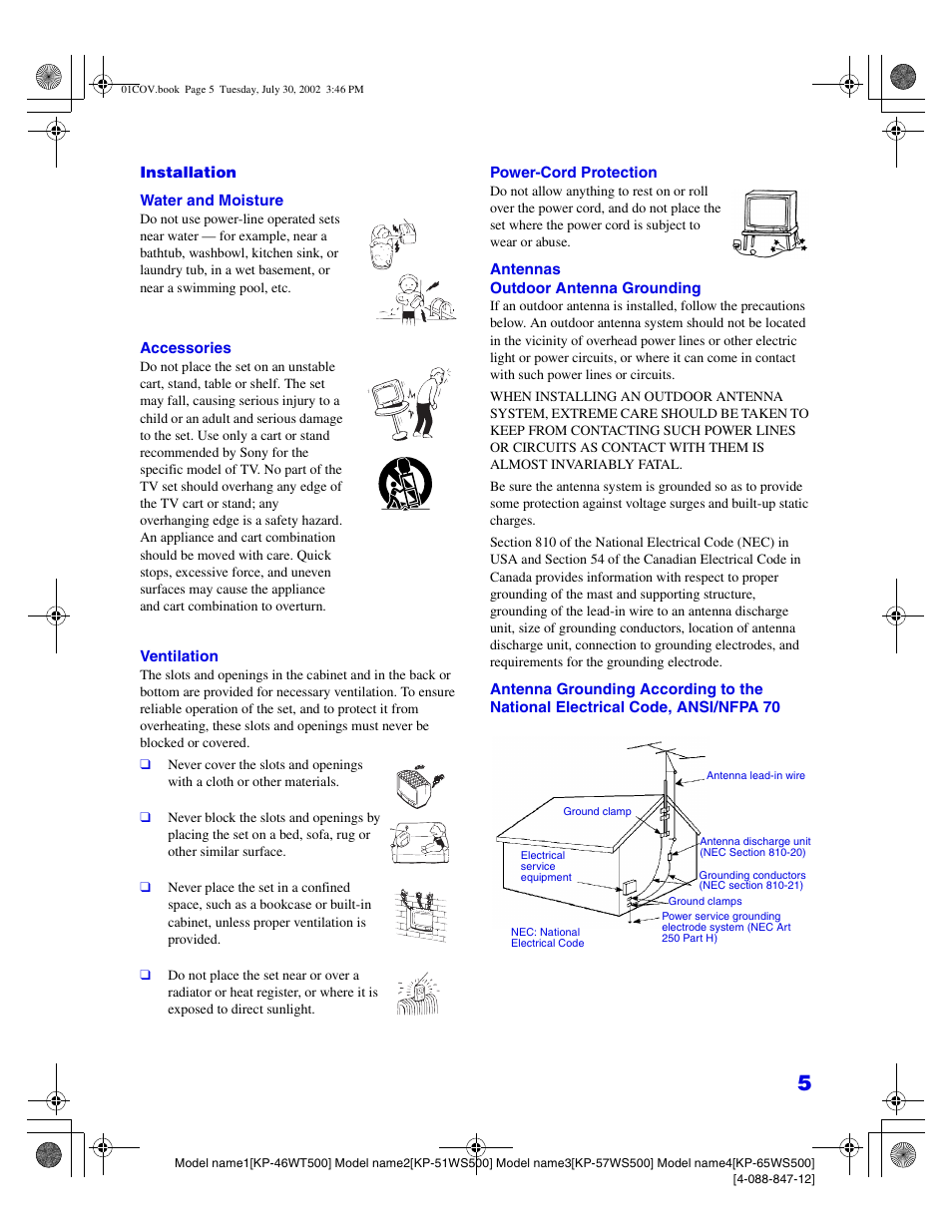 Sony KP 46WT500 User Manual | Page 5 / 82