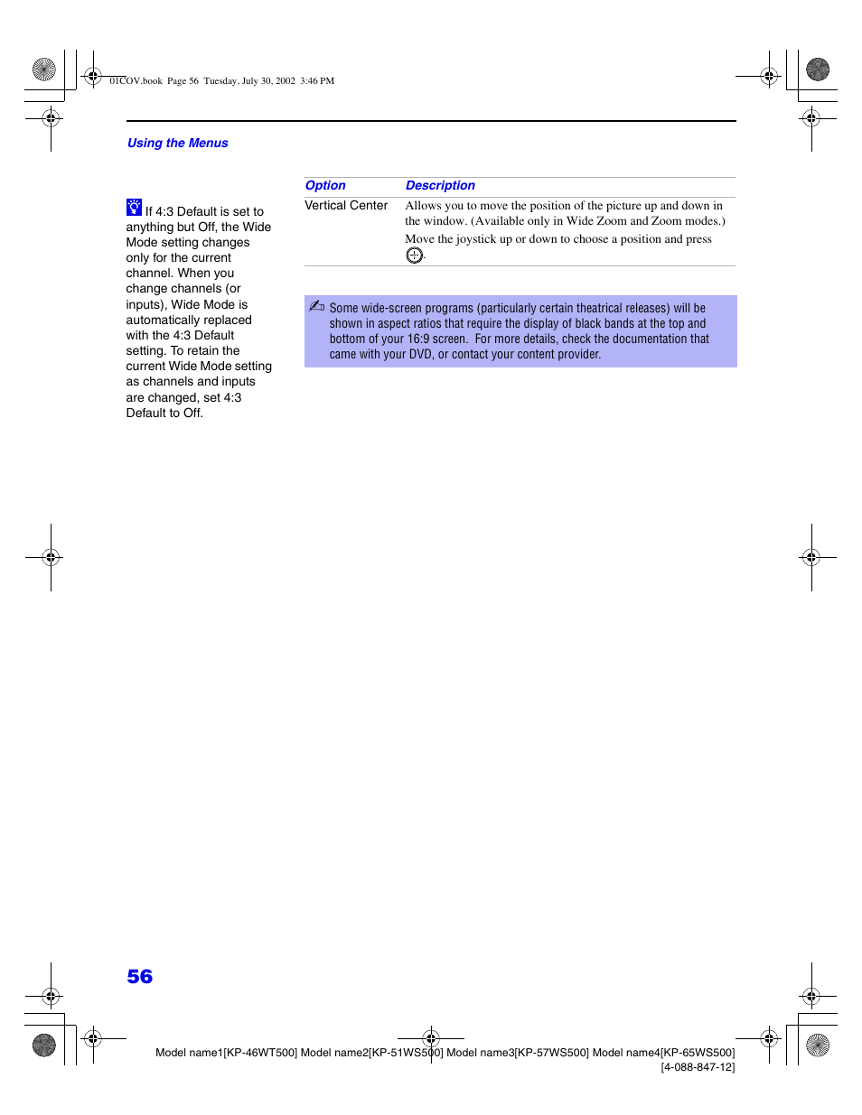 Sony KP 46WT500 User Manual | Page 56 / 82