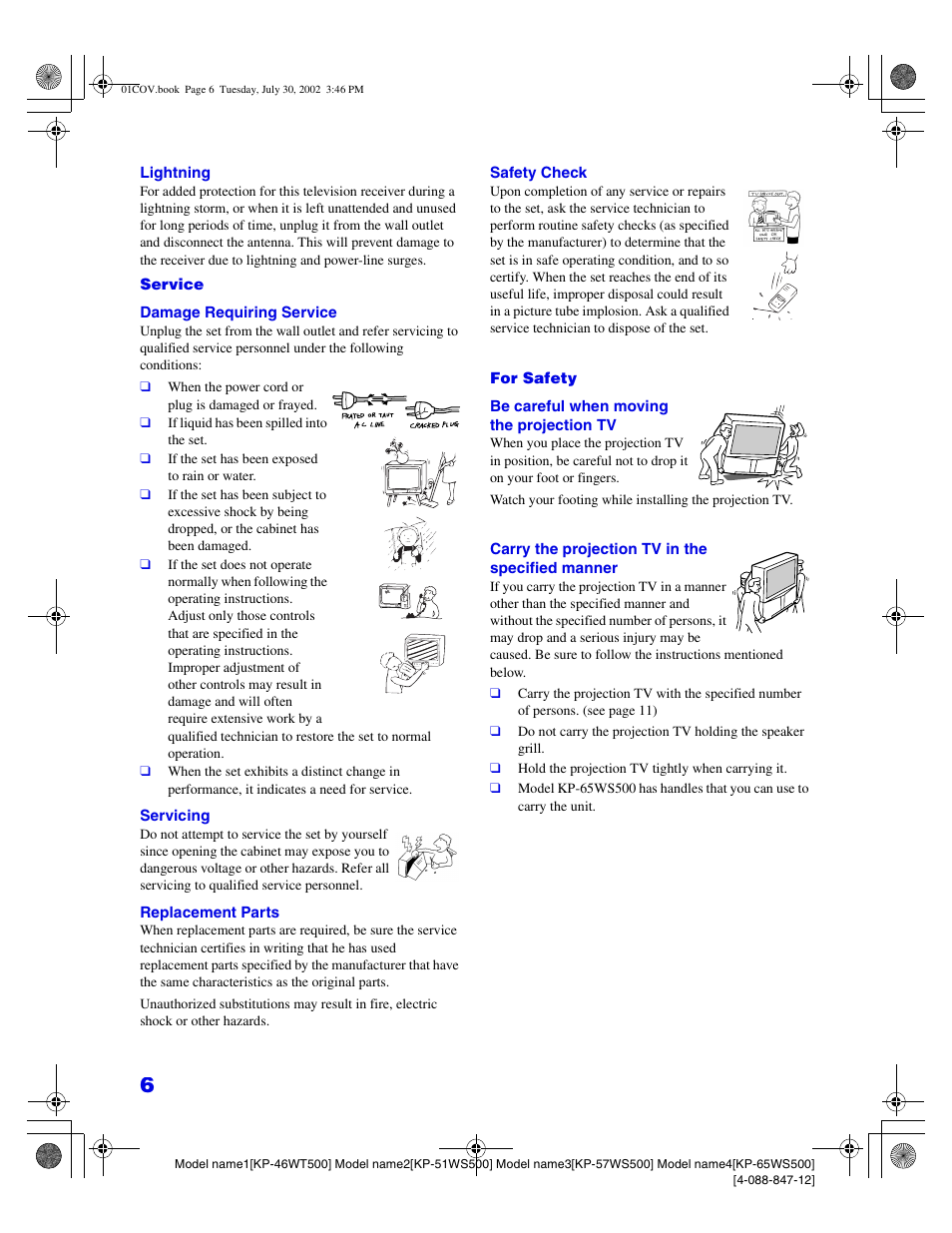 Sony KP 46WT500 User Manual | Page 6 / 82