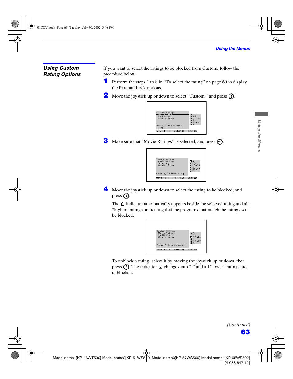 Sony KP 46WT500 User Manual | Page 63 / 82