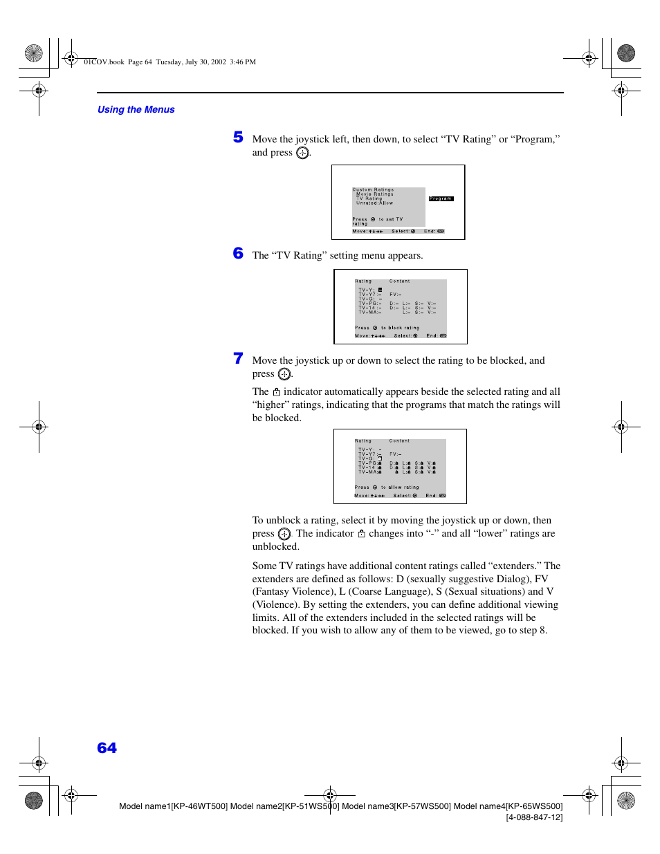 Sony KP 46WT500 User Manual | Page 64 / 82