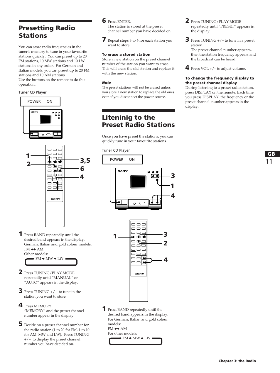 Liteninig to the preset radio stations | Sony TC-TX1 User Manual | Page 11 / 95