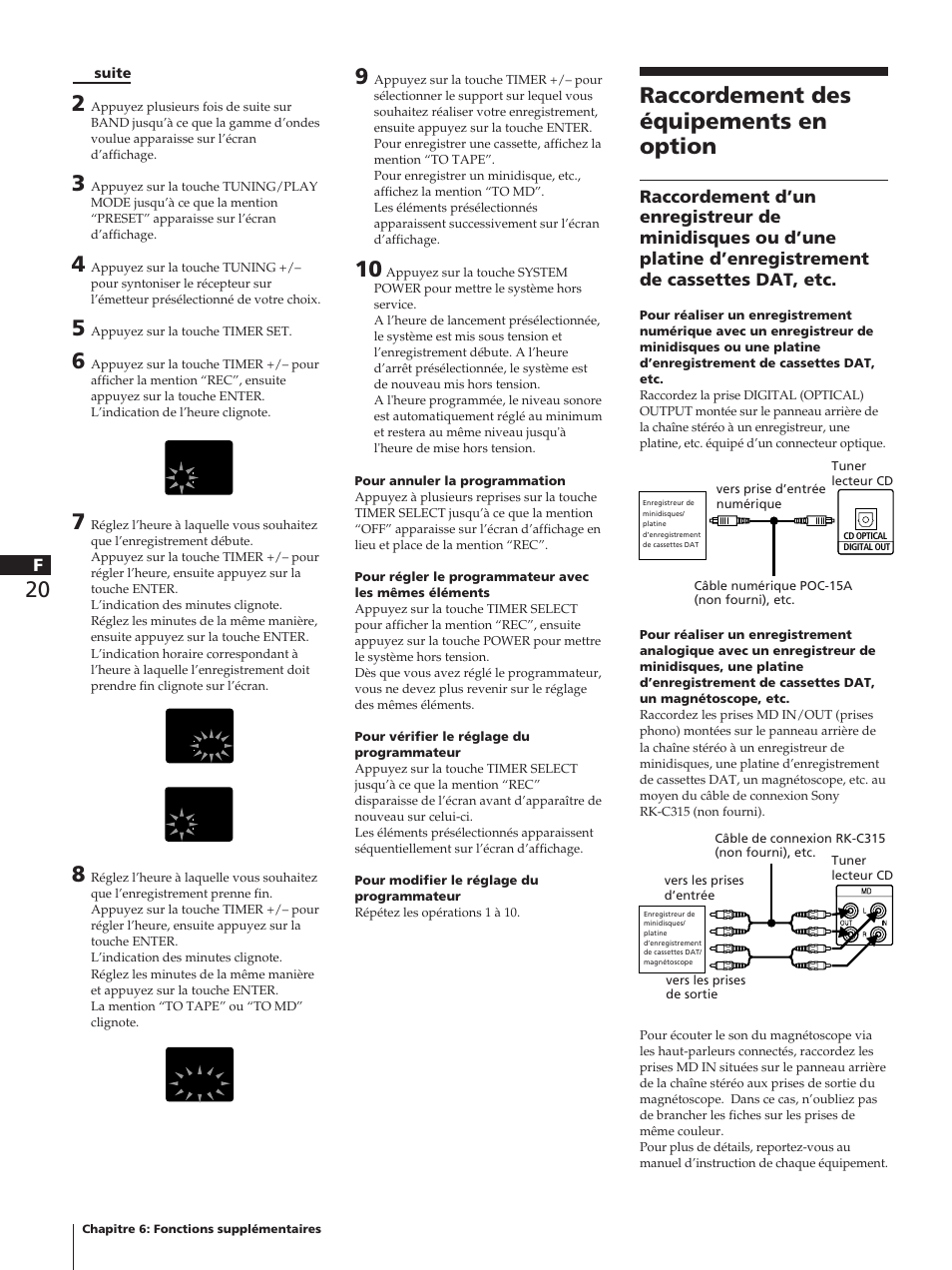 Raccordement des équipements en option | Sony TC-TX1 User Manual | Page 42 / 95