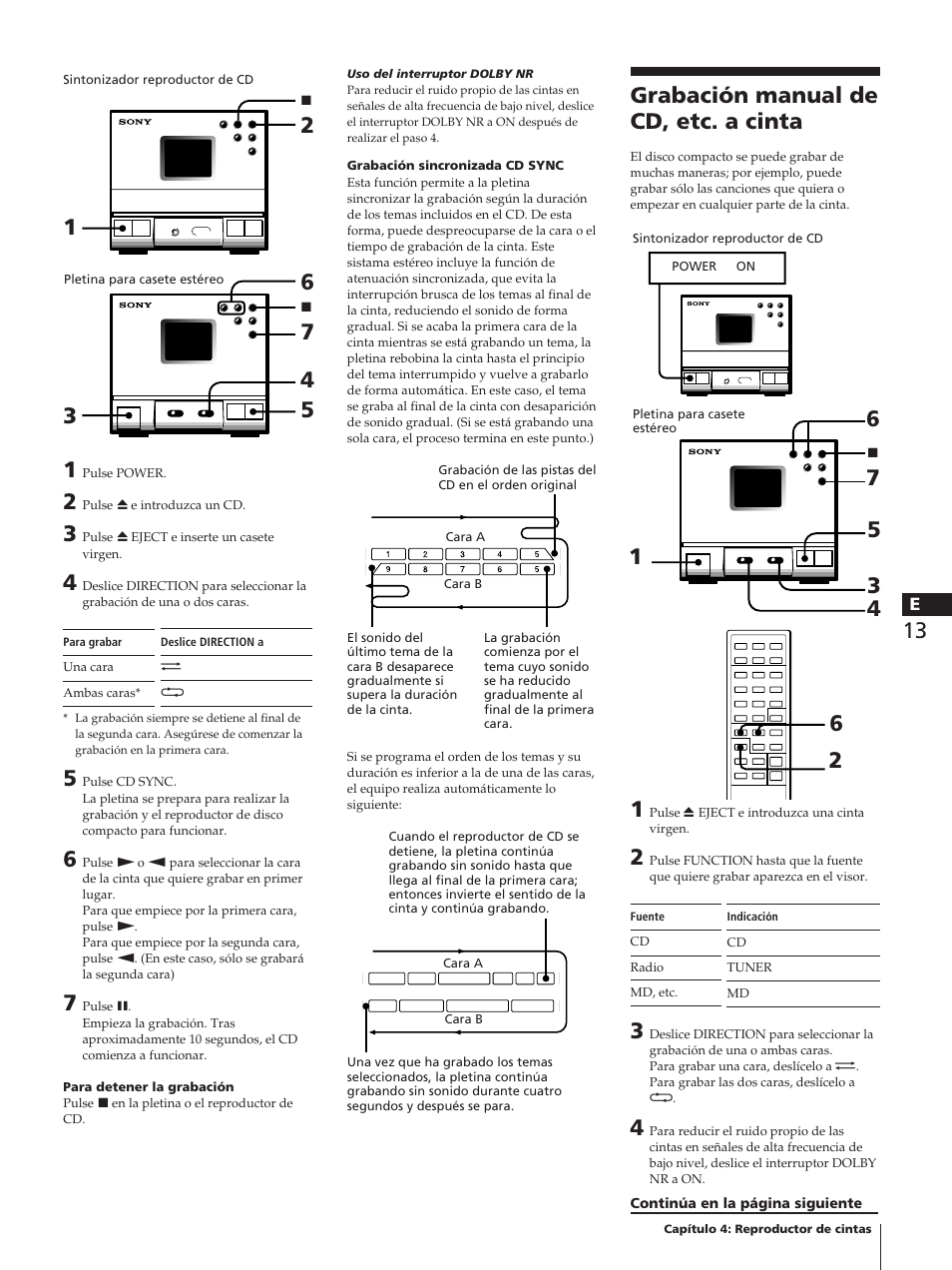 Grabación manual de cd, etc. a cinta | Sony TC-TX1 User Manual | Page 61 / 95