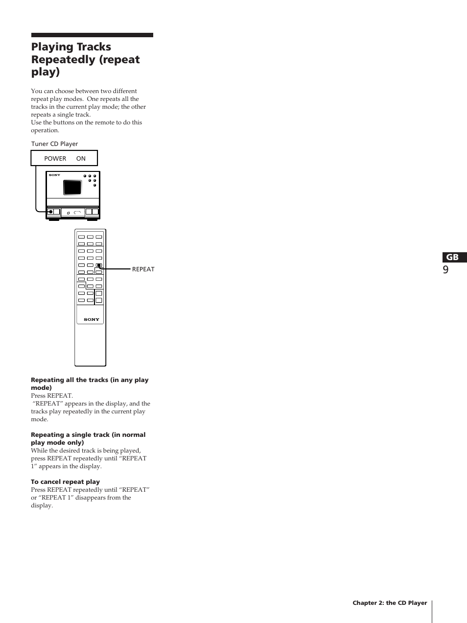 9playing tracks repeatedly (repeat play) | Sony TC-TX1 User Manual | Page 9 / 95