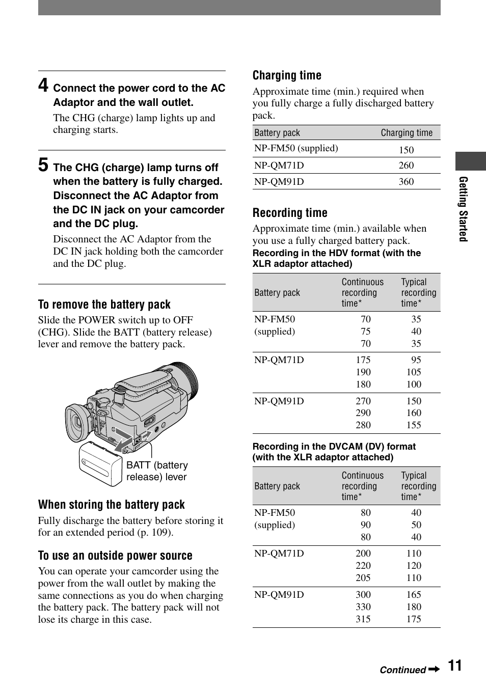 Sony HVR-A1N User Manual | Page 11 / 128