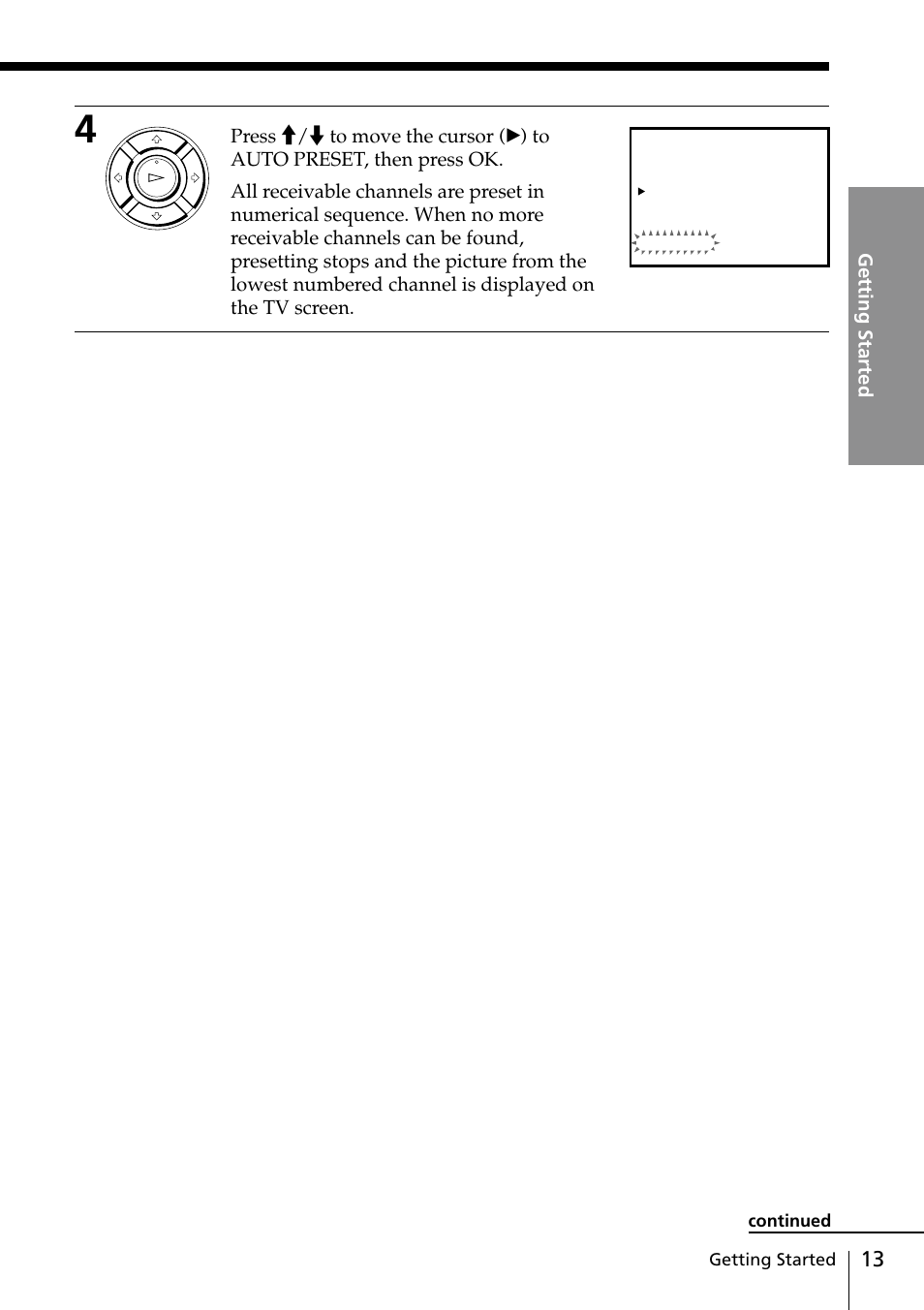 Getting started, Continued | Sony SLV-ED88ME User Manual | Page 13 / 60