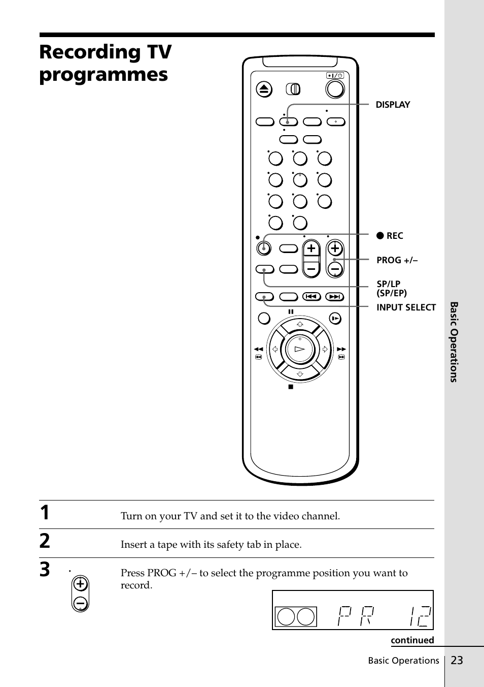Recording tv programmes, 23 recording tv programmes | Sony SLV-ED88ME User Manual | Page 23 / 60