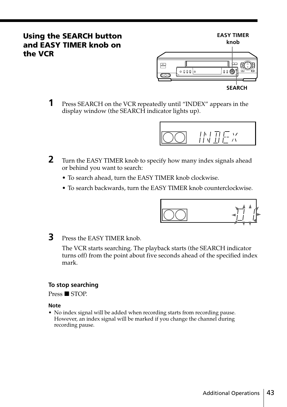 44 searching using the time search, Function | Sony SLV-ED88ME User Manual | Page 43 / 60