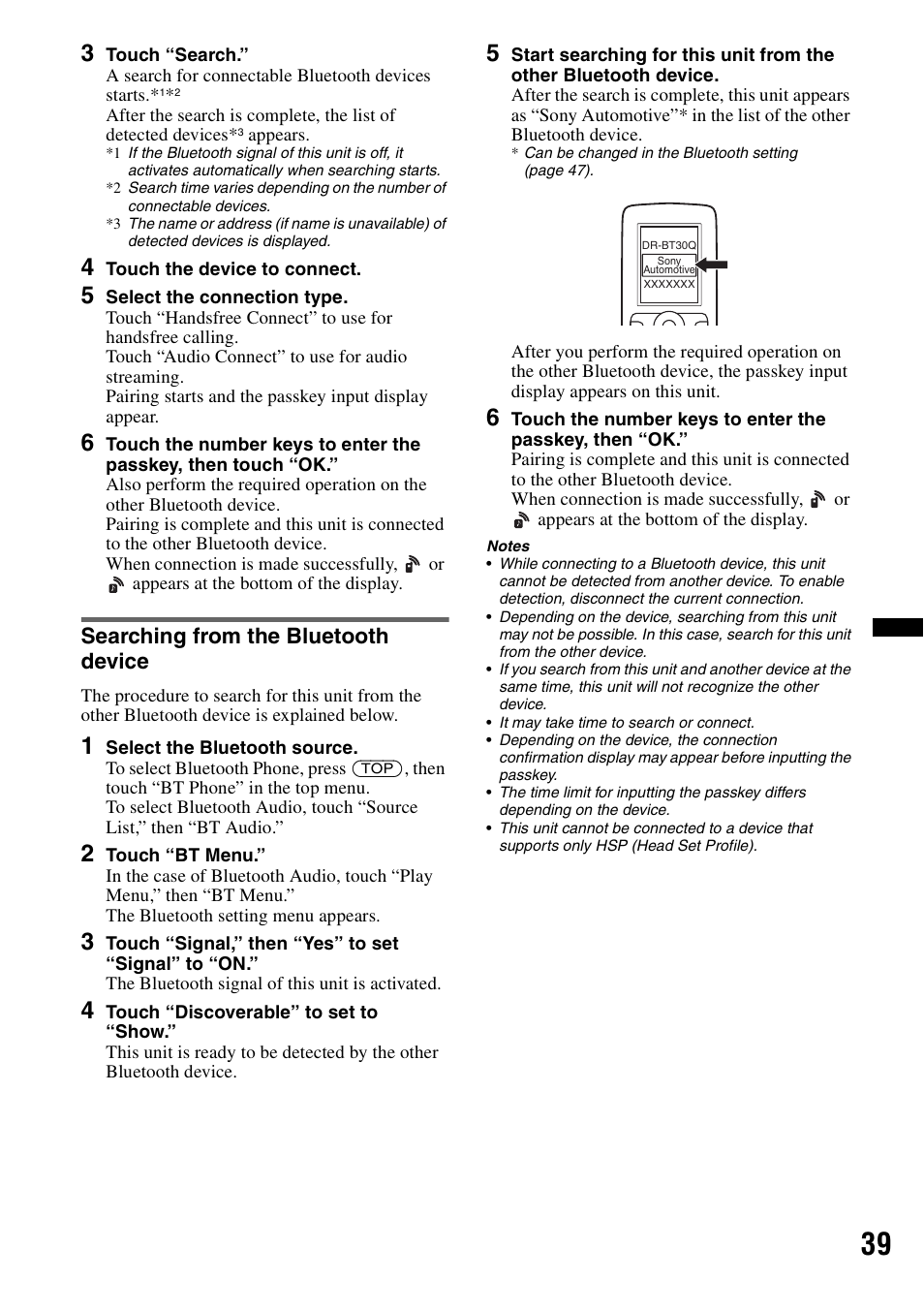 Searching from the bluetooth device | Sony XNV-L66BT User Manual | Page 39 / 248