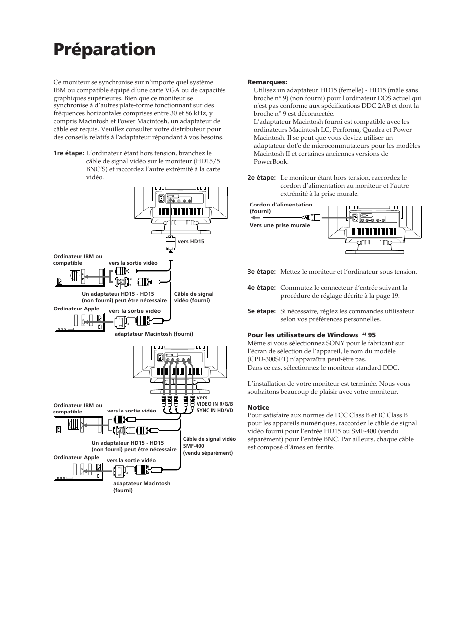 Préparation | Sony CPD-300SFT User Manual | Page 14 / 33