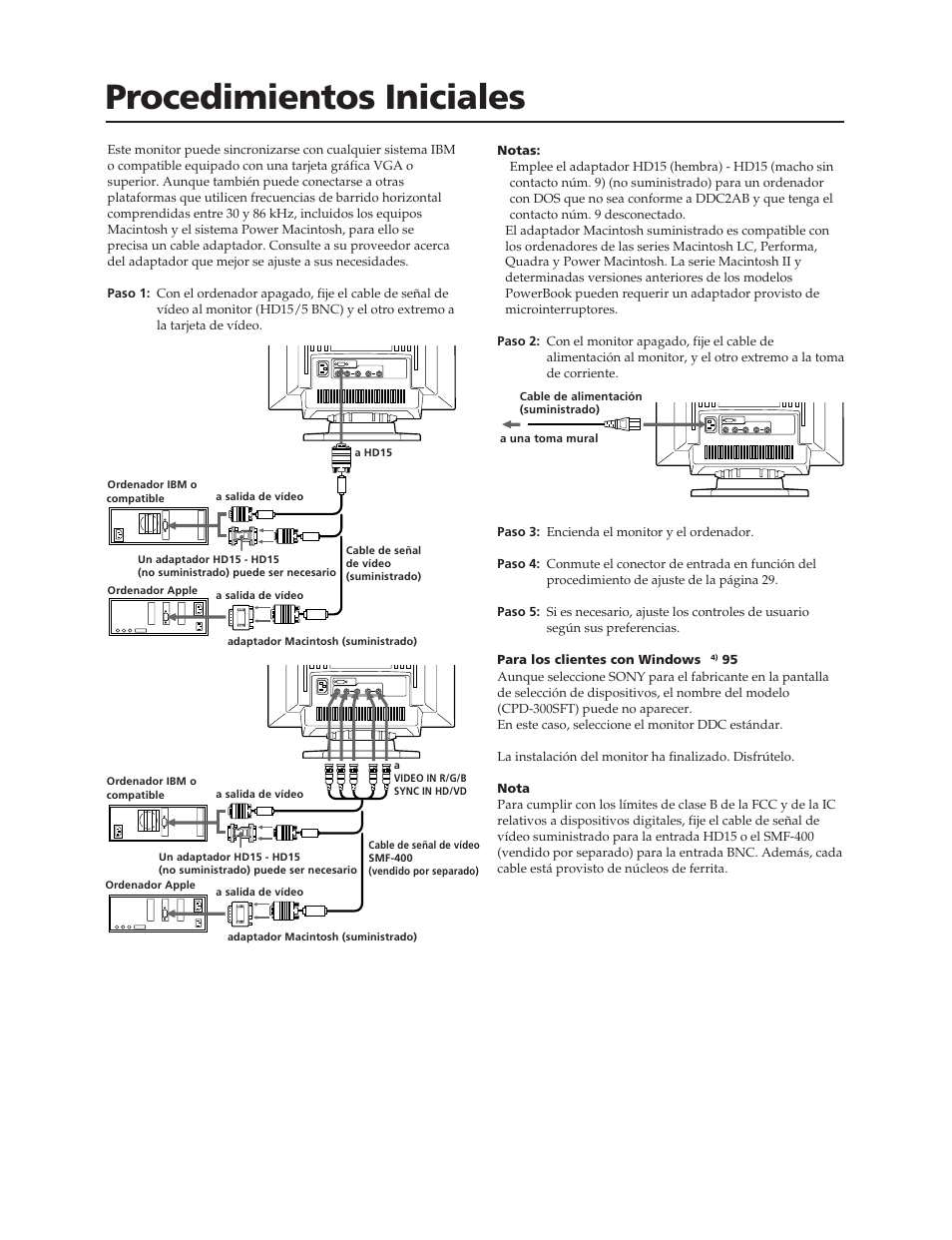 Procedimientos iniciales | Sony CPD-300SFT User Manual | Page 24 / 33