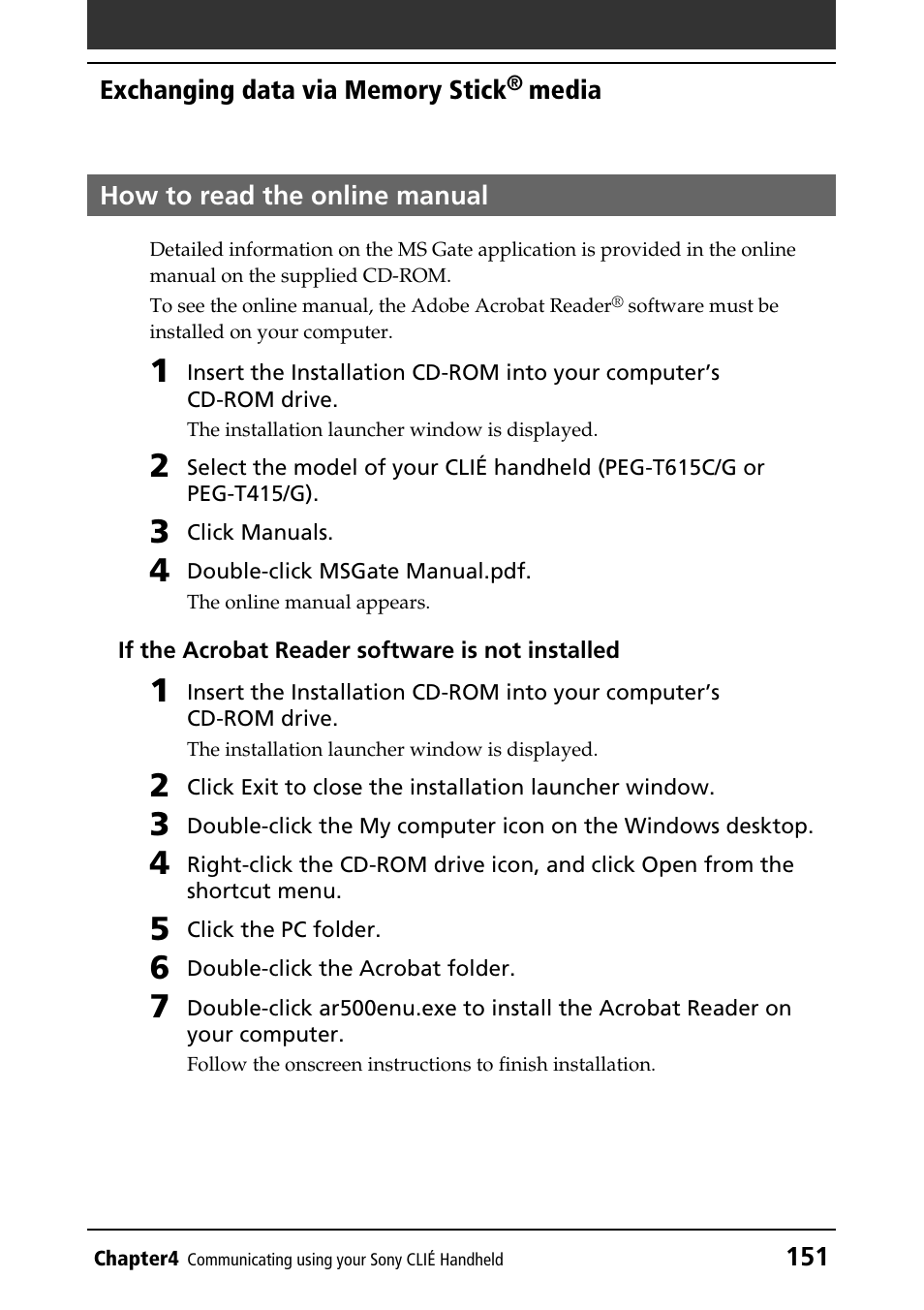 How to read the online manual | Sony PEG-T415G User Manual | Page 151 / 220