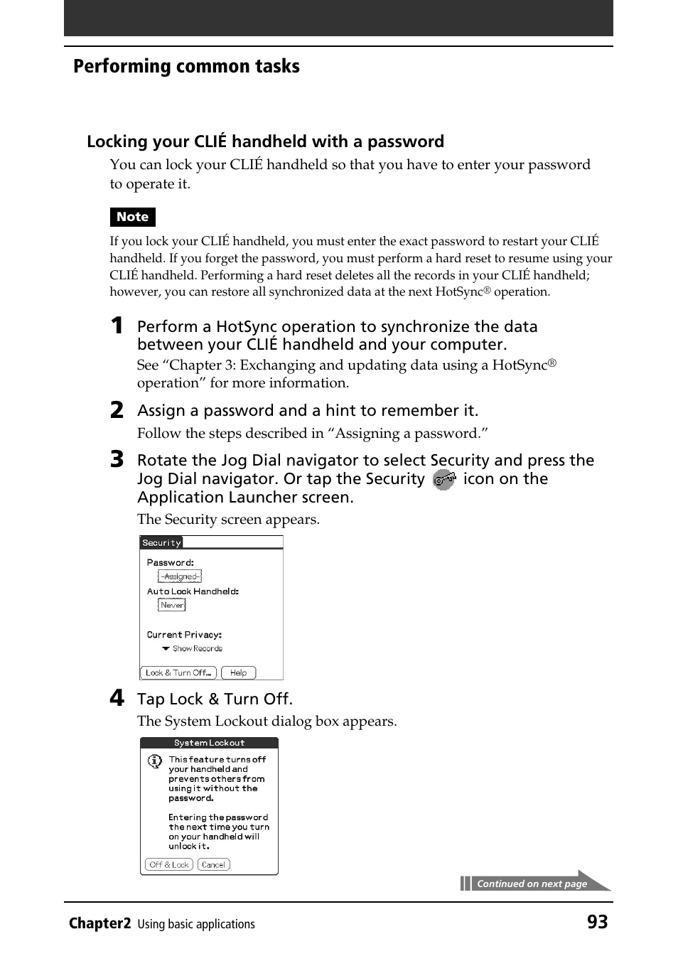 93 performing common tasks | Sony PEG-T415G User Manual | Page 93 / 220