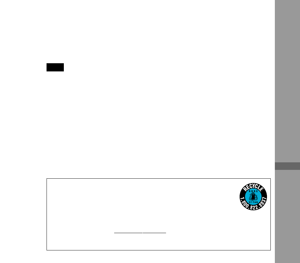 Disposal of lithium ion battery | Sony ERS-220 User Manual | Page 3 / 234